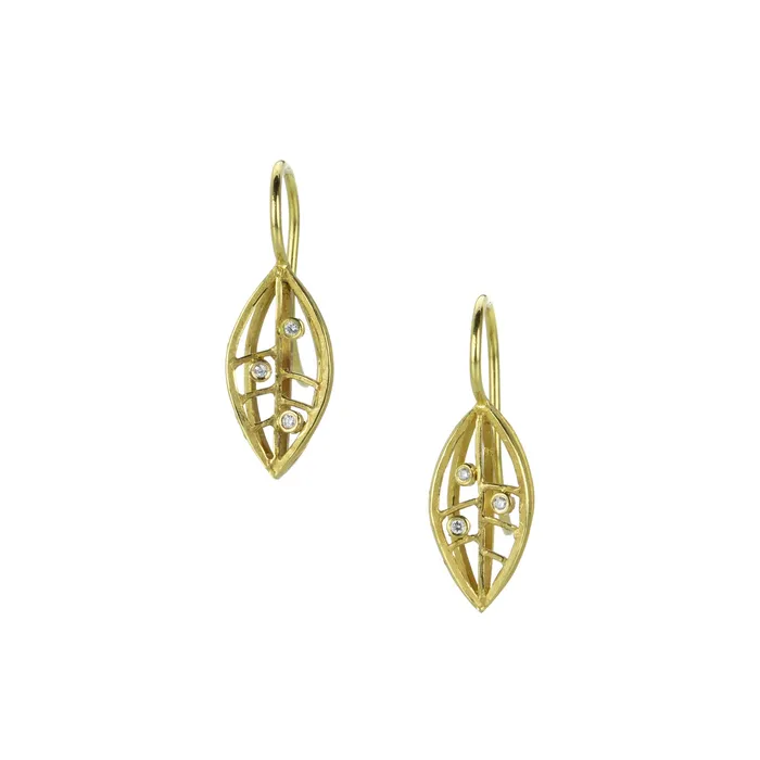 Small Diamond Leaf Earrings Barbara Heinrich Earrings