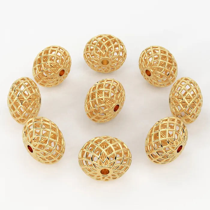 Solid Gold Handmade Oval Caged Spacer Gold Bead Finding 8mm Jalvi Co PreStyled Sets Solid Gold Handmade Oval Caged Spacer Gold Bead Finding 8mm Jalvi Co PreStyled Sets