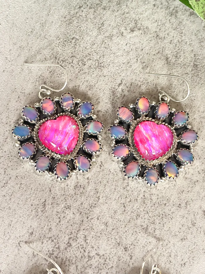 SophiaRene Boutique Earrings Sterling Silver Aurora Heart Cluster Earrings