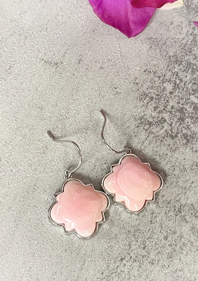 SophiaRene Boutique Earrings Sterling Silver Pink Conch Artisan Earrings