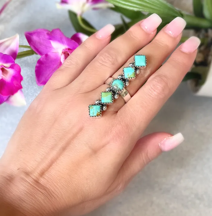 SophiaRene Boutique Rings Sterling Silver Turquoise Crawler Ring