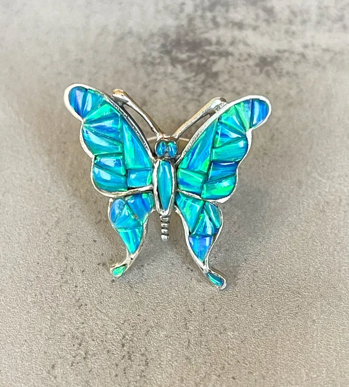 SophiaRene Boutique Sterling Silver Opal Artisan Inlay Handmade Butterfly Rinh Rings SophiaRene Boutique Sterling Silver Opal Artisan Inlay Handmade Butterfly Rinh Rings