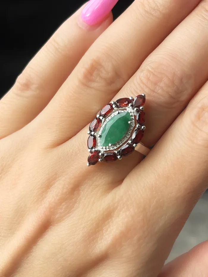 Sterling Silver Emerald Garnet Custom Ring Sophiareneboutiquecom Rings