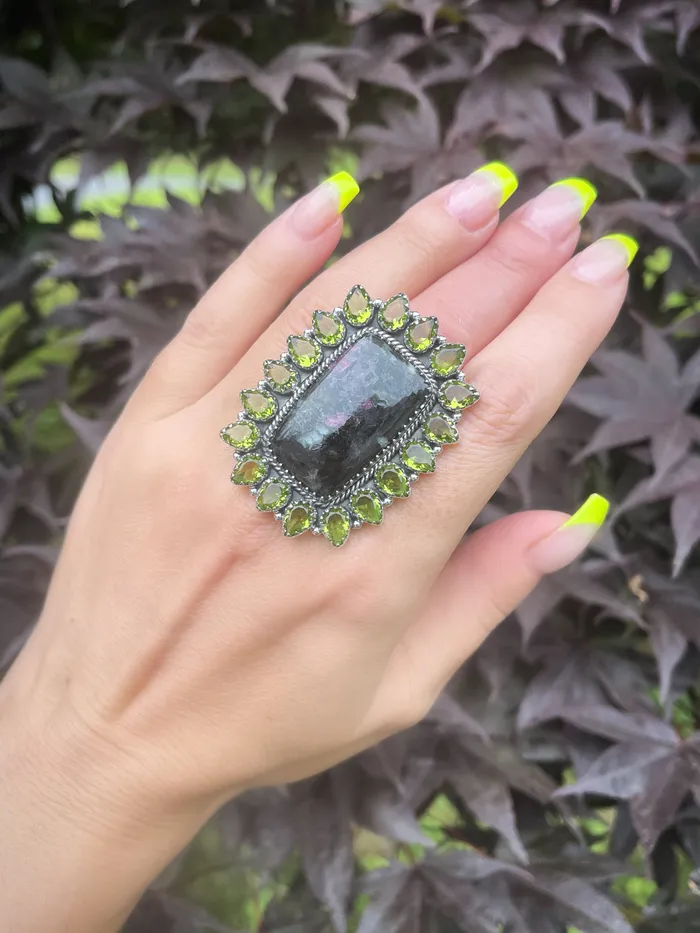 Sterling Silver Eudialyte Peridot Cluster Ring Sophiareneboutiquecom Rings Sterling Silver Eudialyte Peridot Cluster Ring Sophiareneboutiquecom Rings