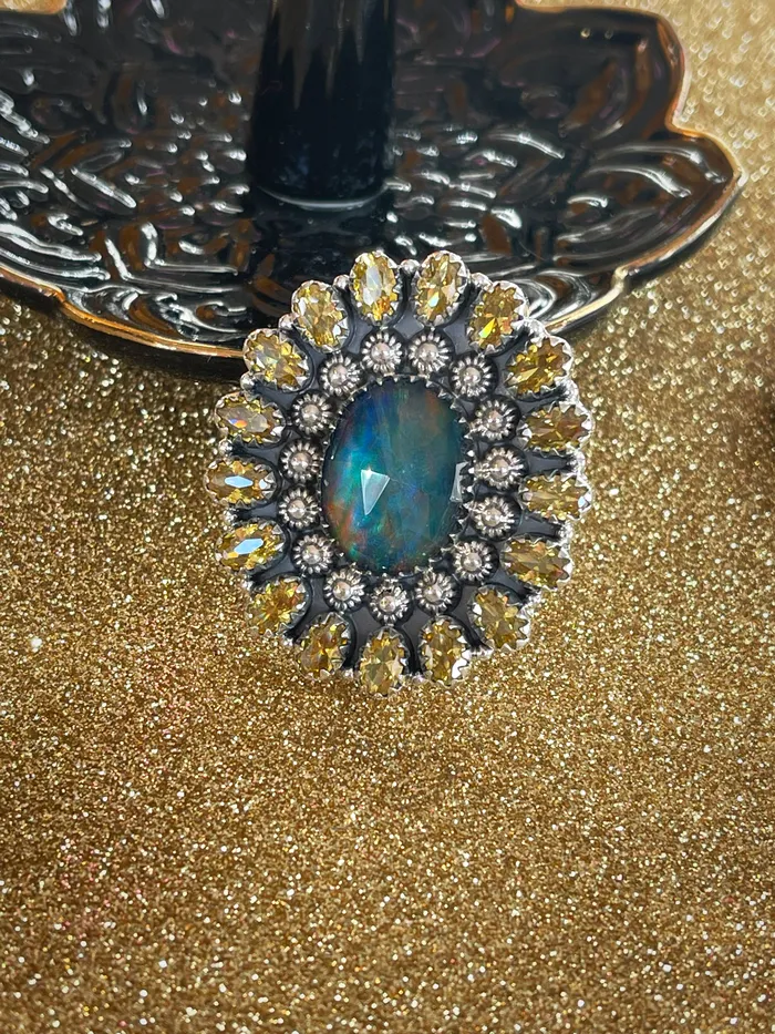 Sterling Silver Faceted Galaxy OpalCitrine Crystal Custom Ring Sophiareneboutiquecom Rings Sterling Silver Faceted Galaxy OpalCitrine Crystal Custom Ring Sophiareneboutiquecom Rings