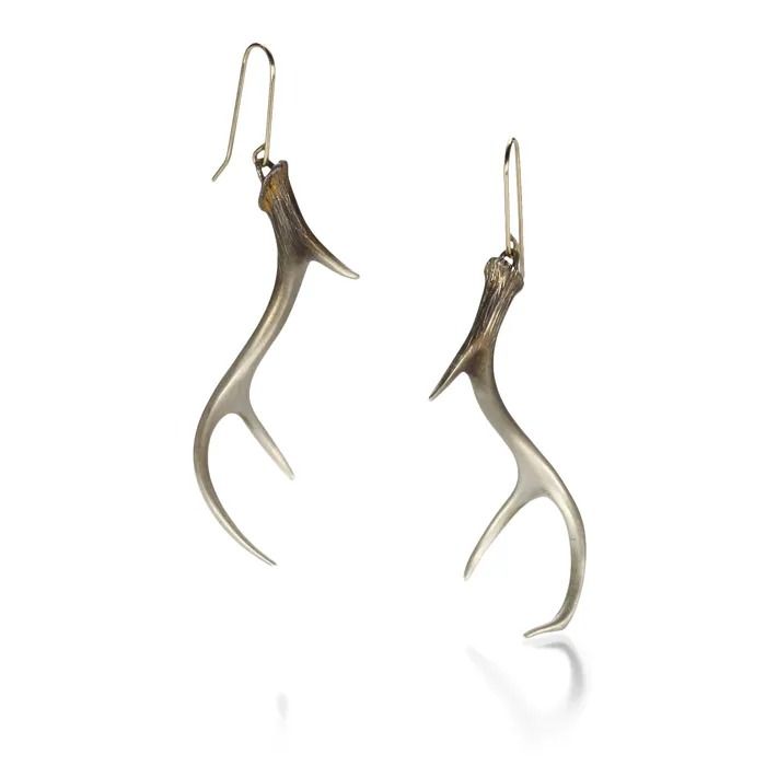 Sterling Silver Small Antler Drop Earrings Gabriella Kiss Earrings