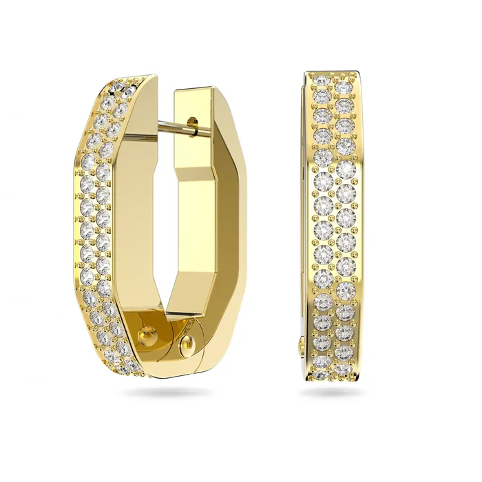 Swarovski Earrings Dextera Hoop Earrings Octagon Shape Pav Small White Goldtone Plated Swarovski Earrings Dextera Hoop Earrings Octagon Shape Pav Small White Goldtone Plated