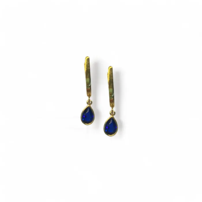 Vernus Tear Earrings Blue Cz Gold Plated 925 Silver Spirito Rosa Earrings